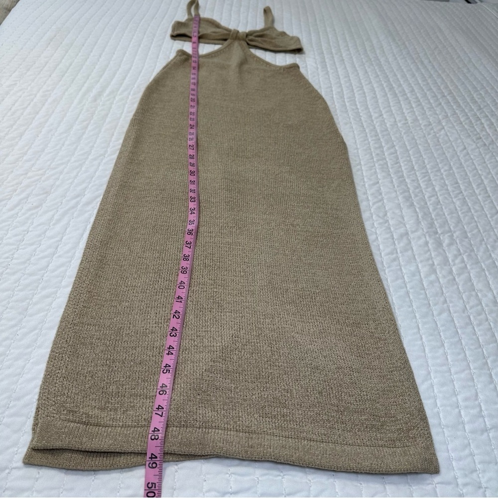 Beige Botany Knit Cut Out Maxi Dress Sand Taupe Size Small - Picture 3 of 16